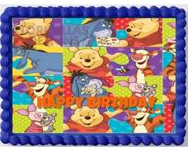Pooh Bear Edible Image Cake Topper Edible Cute Cake Toppers Frosting She... - £12.92 GBP