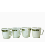 Pyrex LOT (4) Vintage Coffee Cups Green Crazy Daisy Spring Blossom Set o... - $38.42