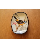 Homart  Audubon Yellow &amp; Black Tangara Songbird Porcelain Trinket Dish Tray - $761.73 MXN
