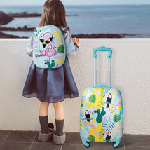 Kids Carry On Luggage Set 12&quot; Backpack &amp; 16&quot; Rolling Trolley Suitcase Fl... - £73.90 GBP