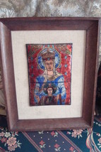 French Enamel Plaque framed Vierge Belle Verriere - £98.92 GBP