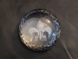 Fleur de Lis Waterford Crystal 3.5 inch Round Dome Paperweight Ireland c... - $103.07