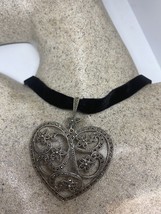 Vintage Marcasite Choker 925 Sterling Silver Deco Heart Necklace - £97.51 GBP