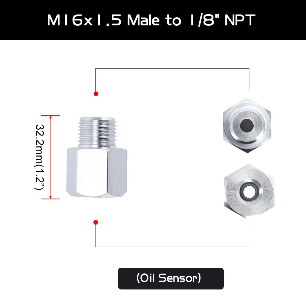 Oil Pressure Coolant Temperature Sensor Gauge Adapter M16x1.5 M12x1.5 to  1/8&quot; 3 - £41.61 GBP