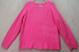 LOFT Sweater Women Large Pink Wool Fluffy Long Raglan Sleeve Round Neck Pullover - £17.42 GBP