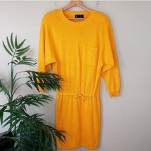 Vintage Liz Sport | Mustard Sweater Dress Drawstring Waist, size small - £22.99 GBP
