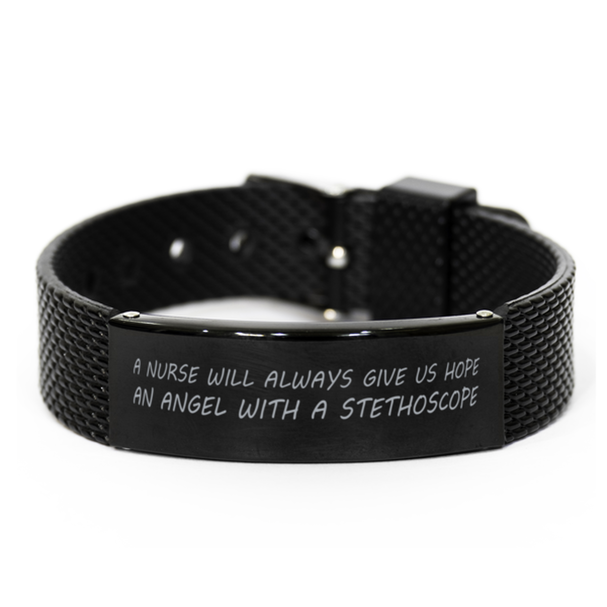 Funny Nurse Black Shark Mesh Bracelet,  A Nurse Will Always Give Us Hope, An Ang - $24.70