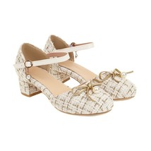 Luxury Brand Designer Plaid Checkered Tweed Shoes Womens Two-piece D&#39;Orsay Ankle - £42.06 GBP