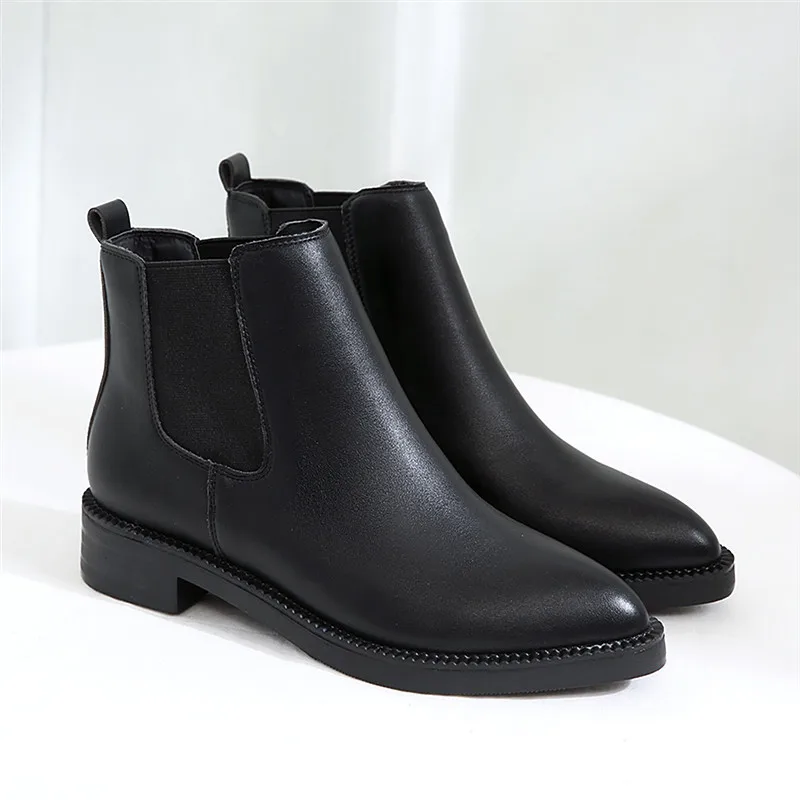 Plus Size Chelsea Boots WoMen  Shoes Black Split Leather Boots WoMens Footwear W - £314.20 GBP