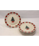 Folk Craft Holiday Salad Plates Christmas Tree 7-1/4&quot; Set of 6 Xmas - $45.07 CAD