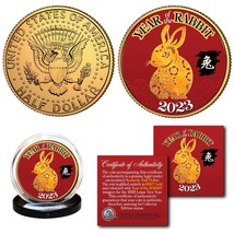 2023 Chinese New Year Of The Rabbit 24K Gold Plated Jfk Kennedy Half Dollar Coin - £8.19 GBP
