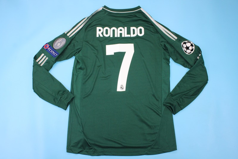 real madrid jersey 2012 2013 shirt cristiano ronaldo champions green long sleeve