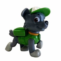 Paw Patrol Rocky Action Packed Pup Figure Green Cap &amp; Backpack Cake Topper 2.75” - £5.14 GBP