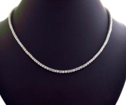 Summer Sale Brilliant Cut Simulated 14K White Gold Plated Silver Tennis Necklace - £1,250.16 GBP