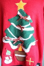 Women&#39;s Red/Green Ugly Christmas Tree Sweater ~L~ - £13.23 GBP