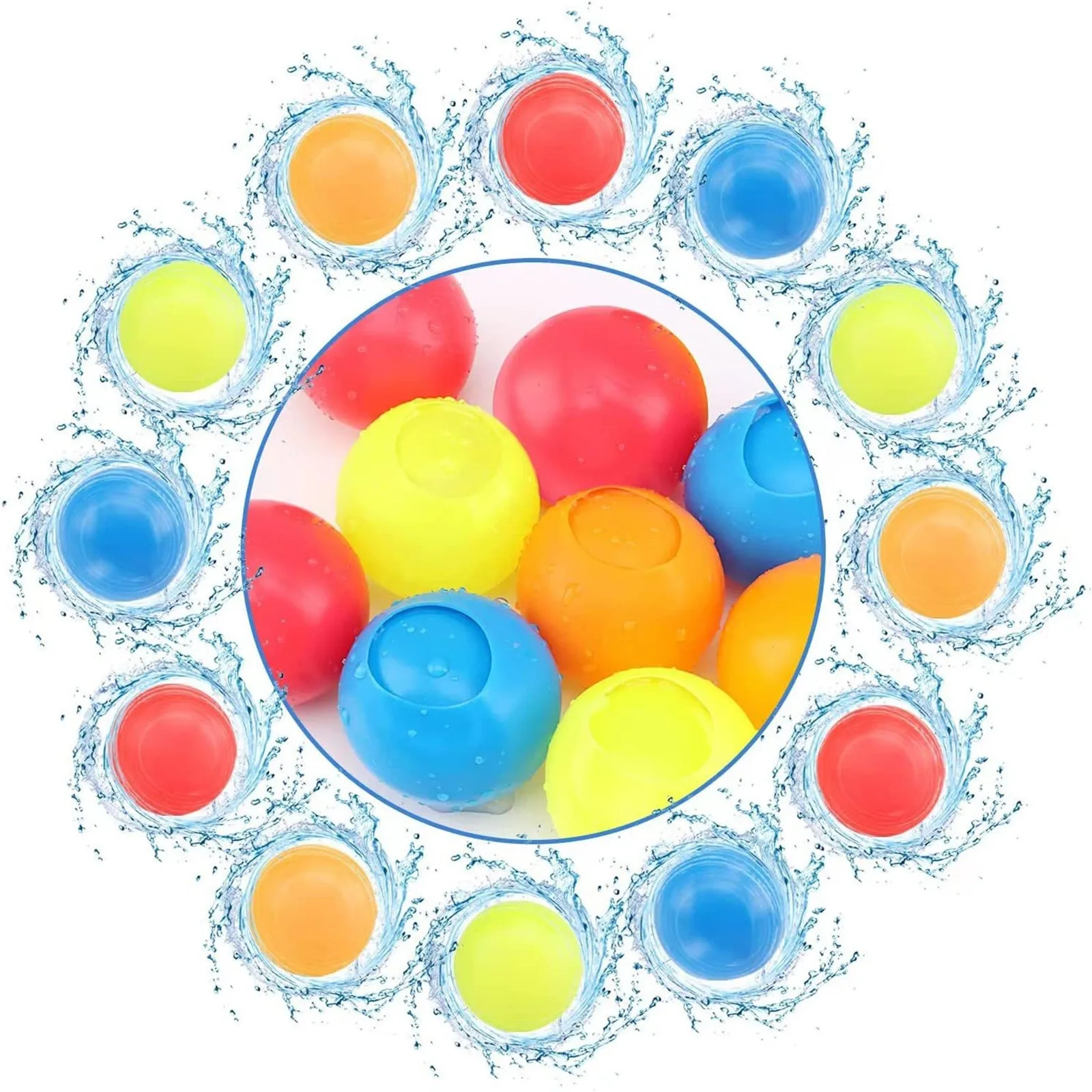 24 PCS Splash Balls Reusable Water Balloons Bombs Toys Quick Fill Self Seali - £10.37 GBP