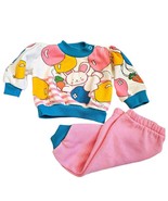 Vintage 90s Baby Girl 0 to 6 Months Bunny Balloon Sweatshirt Set Pink Ea... - £14.82 GBP