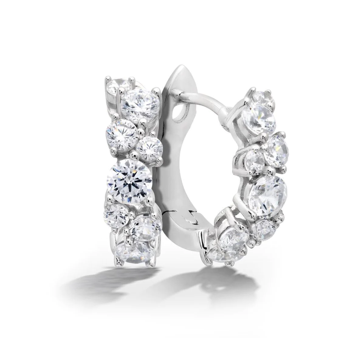 Authentic Crislu Mini Cluster Hoop Earrings in Platinum