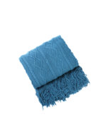 Anyhouz Blue Throw Blanket Faux Cashmere Sofa Cover Vertical Bar Diamond... - £49.32 GBP