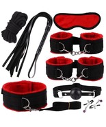 Bed Bondage Kits Nylon Restraint Set Handcuffs Nipple Clip Sex Toy BDSM Set - $33.82 CAD