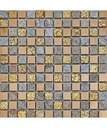Glass Metal Mix Mosaic Tiles Rose Gold Gray Unpolished Stone Wall and Fl... - $22.02 CAD+