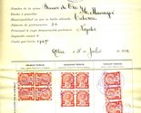 1912 Mexico Mining Tax Document Banco de Oro Gold Mine Sonora Revenue St... - $124.07
