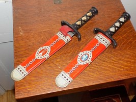 Pair of Vintage 1954 Mattel Toy Knight Daggers in Tin Scabbards - $54.45