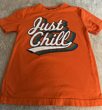 Wonder Nation Boys Orange JUST CHILL Rainbow Retro Short Sleeve Shirt 4-5 - £4.98 GBP