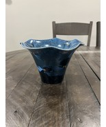 Italian Art Pottery Blue Crystalline Vase Dish Compote - €109,76 EUR