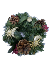 Vintage Silk Pinecone Foliage Sun, Moon Planet Christmas Decor Candle Ri... - £14.95 GBP