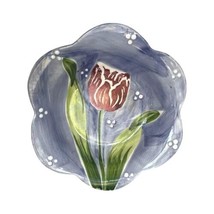 Vintage Decorative Plate Hand Painted Porcelain Purple Tulip Italy Floral  - £23.59 GBP