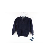NOS Vintage Boys Size 6X Blank School Uniform Knit Cardigan Sweater Navy... - $40.55 CAD