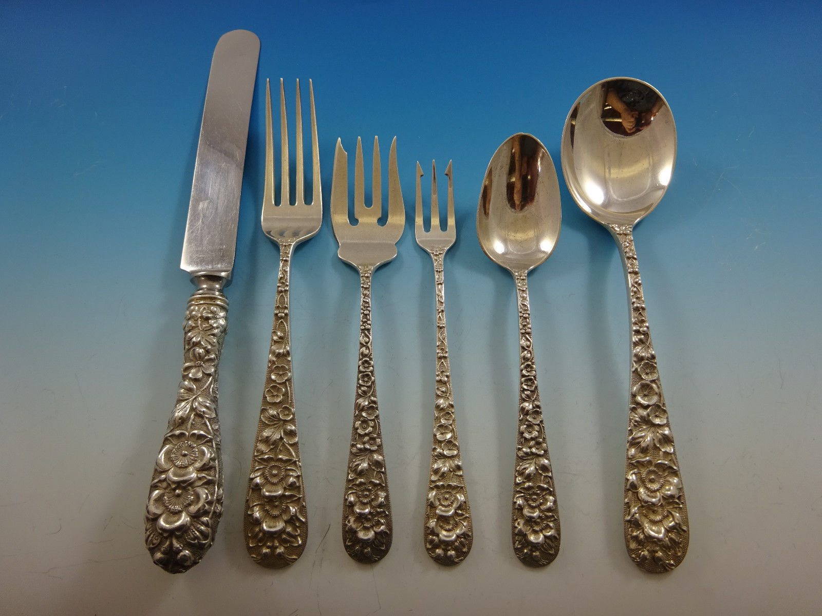 Forget Me Not by Stieff Sterling Silver Flatware Service For 8 Set 61 Pieces - $3,757.05