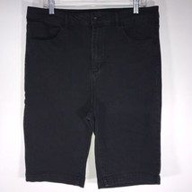C&#39;est Toi Black Label Stretch Jean Shorts Size 1XL High Rise Black Denim Bermuda - £15.61 GBP