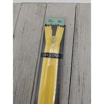 Vintage J&amp;P Coats Flex Knit All Purpose Zipper 16&quot; Yellow 157-A - £3.87 GBP