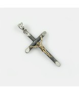 Catholic Abbey Cross Two Tone Bronze &amp; Sterling Silver Charm Pendant - $1,862.40 MXN