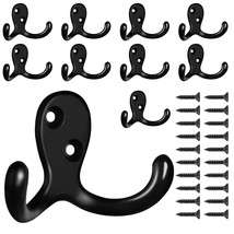 10 Pack Heavy Duty Double Prong Coat Hooks Wall Mounted For Wall , Hangi... - £14.93 GBP