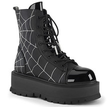 Demonia SLACKER-88 Punk Goth Punk Black Lace Up Platform Women&#39;s Ankle Boots - £76.68 GBP