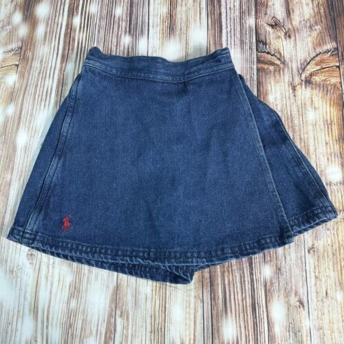 Ralph Lauren Girls Size 4 Blue Jean Denim Skort Skirt Elastic Waist Shorts - £15.17 GBP
