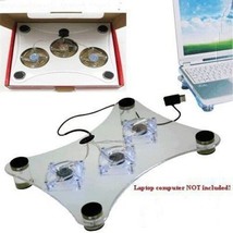 USB NOTEBOOK COOLER COOLING PAD 3 FANS FOR 9&quot; TO 15&quot; LAPTOP PC NETBOOK N... - $31.96