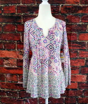 Style &amp; Co Womens Babydoll Blouse Petite M Spring Awakens Mosaic Print - £15.90 GBP