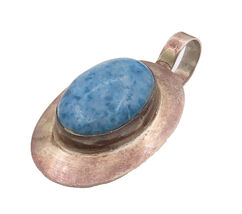 NAVAJO 925 Silver  Vintage Native American Trolleite Oval Pendant  PT22168 - $125.34