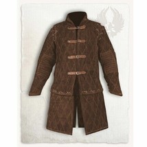 Thick Brown Gambeson Medieval Padded Full Sleeves Armor Reenactment Larp - £57.28 GBP+