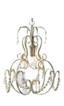Nautical Chandelier w White Beads Glass 70" Chain Seaside Cottage Porch 17.9" h