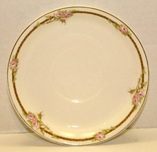 Vintage Johnson Bros England Pink Peony Floral Saucer Gold Trim 5 3/4&quot; Ceramic - £13.40 GBP