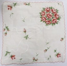 Vintage Hanky Handkerchief Bouquet Roses Wedding Linen 1950s Large NWT - $444.82 MXN