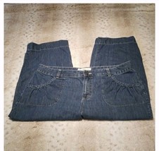 Size 16 IZOD Women&#39;s Cotton 4 Pocket Denim Cropped Capri Blue Jeans Pants - £12.15 GBP