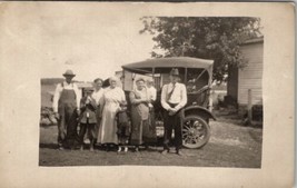 RPPC Country Folk Family Posing with Early Automobile Postcard W1 - £9.51 GBP