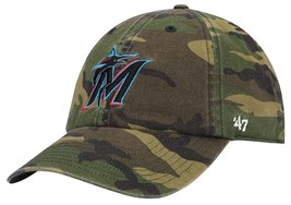 Miami Marlins MLB &#39;47 Camo Clean Up Relaxed Dad Hat Cap Adult Men&#39;s Adjustable - £19.13 GBP