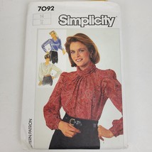 Vintage 1985 Simplicity 7092 Sewing Pattern Miss Blouse Top 14 - $11.30